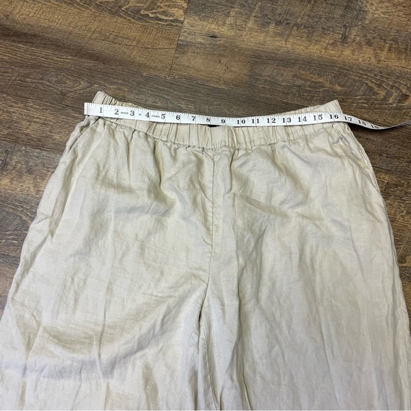 Quince 100% Linen Pants Womens Size XL Beige Pull On Elastic Cropped Tapered - Picture 3 of 11